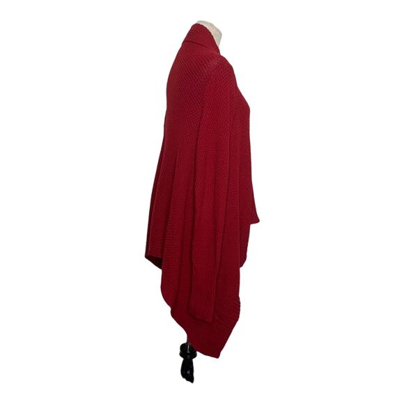 Talbots red long sleeves open front asymmetrical sweater size M - Picture 8 of 8